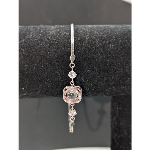 925 Sterling Silver 'I Love You' In 100 Languages Projection Bracelet - Picture 3 of 10